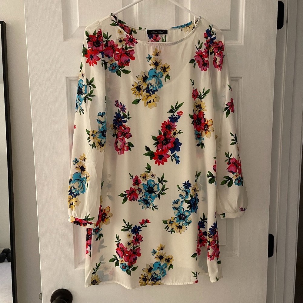 Lulus cream and floral print dress